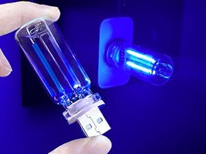 4 PCS Car USB Light Blub, Plug-in LED Ambient Lighting with Touch Dimming. The Brightness Can Be Adjusted Making It for Cars, Bedrooms, Hallways (4 Blue)