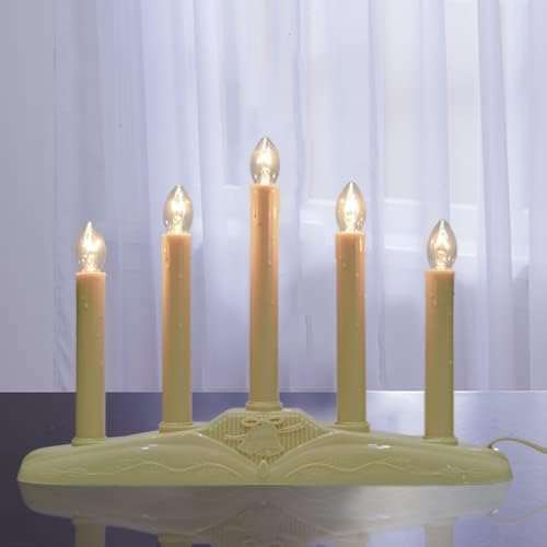GOOTHY 5 Lights Electric Window Candle Lamp, 1 Pack Christmas Electric Candoliers Ivory Base with 6 Clear C7 Bulb (1 Spare Bulb), 5 Watt, 3Ft Cord, Candle Lamp Plug in and Ready to Use