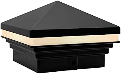 GKOLED Low Voltage Pyramid Post Cap Light, 9-15V AC/DC 3W IP65 Outdoor Deck Lighting, 2700K LED Fence Cap Light for 3.5x3.5 4x4 Wood or Vinyl Posts, Solid Die-cast Aluminum Top, Black