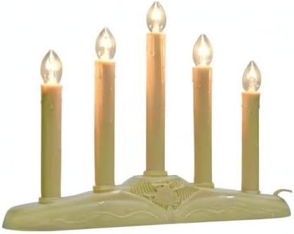 GOOTHY 5 Lights Electric Window Candle Lamp, 1 Pack Christmas Electric Candoliers Ivory Base with 6 Clear C7 Bulb (1 Spare Bulb), 5 Watt, 3Ft Cord, Candle Lamp Plug in and Ready to Use