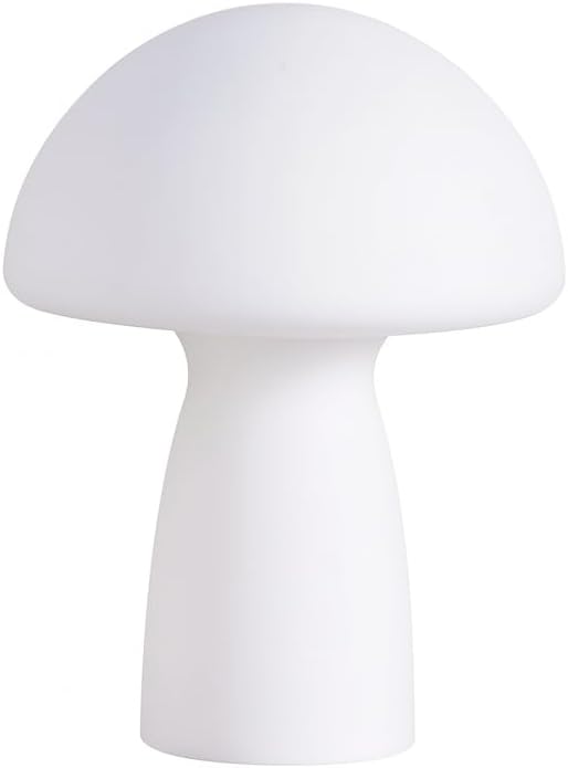 Urban Lifestyle White Matte Mushroom Lamp,12" Glass Novelty Table Light, Plug-in Retro Decor for Bedroom, Living Room, Dorm