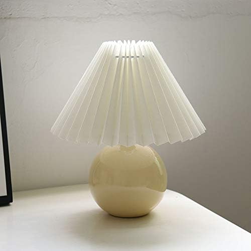 Korean Pleated Table Lamp Ins DIY Ceramic Table Lamps for Living Room Home Deco Cute Lamp with Tricolor Led Bulb Beside Lamp…