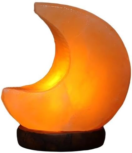 Himalayan Salt Lamp with USB Power, Natural Shape, Color-Changing LED and Warm White Light, Wooden Base Night Light (M, Monochrome)