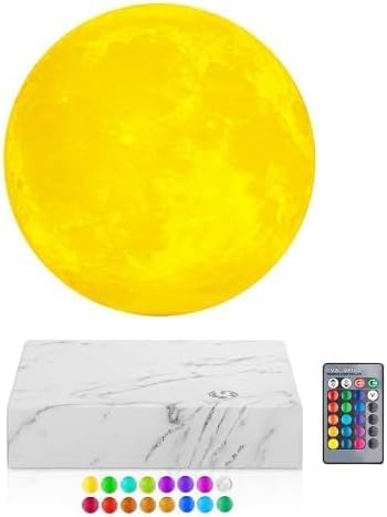 16 Colors Levitating Moon Lamp,3D Printed Moon Light,Floating & Spinning Night Lights, Magnetic Levitation Cool Lamps for Bedrooms Decor Unique Desk Office Decor