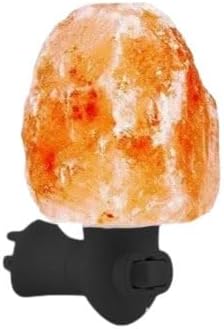 Natural Pink Himalayan Rock Salt Black Plug in Night Light with On/Off Switch and 15 Watt Bulb Gibraltar Nightlight - Ideal Small lamp - Himalayan Salt Lamp - Night Light Lamp (Black)