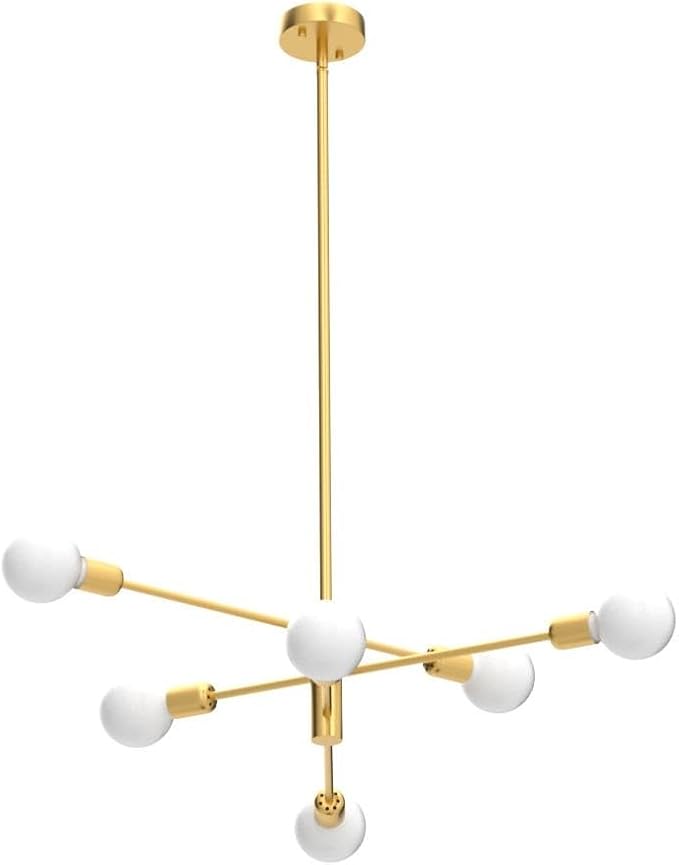 Sputnik Chandelier Modern Industrial E26 Gold Chandeliers Mid Century Ceiling Lighting Fixture for Living Room, Kitchen, Bedroom, Dining Room, and Farmhouse