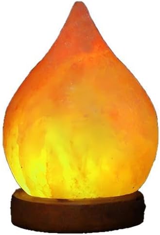 Himalayan Salt Lamp with USB Power, Natural Shape, Color-Changing LED and Warm White Light, Wooden Base Night Light (H, Change Color)