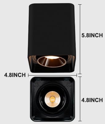 OKELI Black Modern LED Dimmable Ceiling Light Fixtures for Hallway Kitchen Entryway, 20W 1300LM 2700K-6000K Flush Mount Close to Ceiling Lighting, Cuboidal Ceiling Lamps for Living Room 3pack