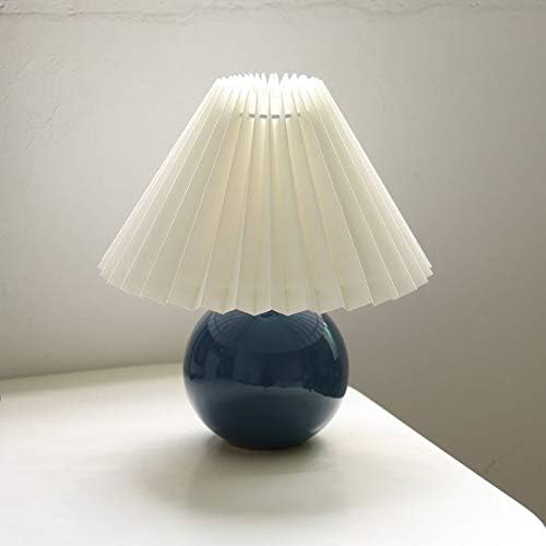 Korean Pleated Table Lamp Ins DIY Ceramic Table Lamps for Living Room Home Deco Cute Lamp with Tricolor Led Bulb Beside Lamp…