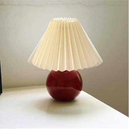 Korean Pleated Table Lamp Ins DIY Ceramic Table Lamps for Living Room Home Deco Cute Lamp with Tricolor Led Bulb Beside Lamp…