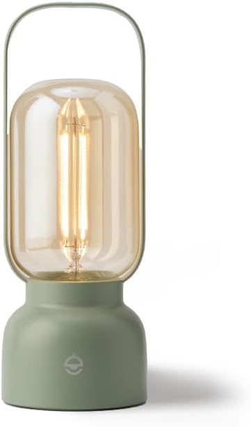 Cordless Small Table Lamp, Dimmable Night Light, 2000mAh Rechargeable Battery Lantern Light for Camping, Nightstand, Decoration, Gift- Green