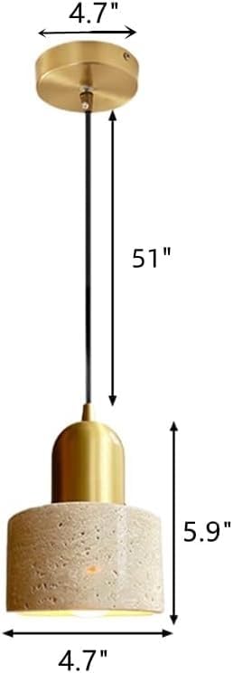 Natural Stone Shade Cylinder Pendant Light Brass Hainging Light Kit Retro Mini Pendant Lamp Nordic Pendant Lighting for Kitchen Island