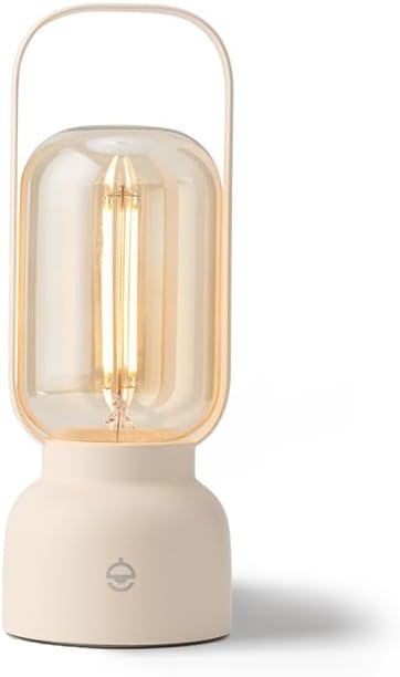 Cordless Small Table Lamp, Dimmable Night Light, 2000mAh Rechargeable Battery Lantern Light for Camping, Nightstand, Decoration, Gift-White