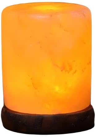 Himalayan Salt Lamp with USB Power, Natural Shape, Color-Changing LED and Warm White Light, Wooden Base Night Light (B, Monochrome)