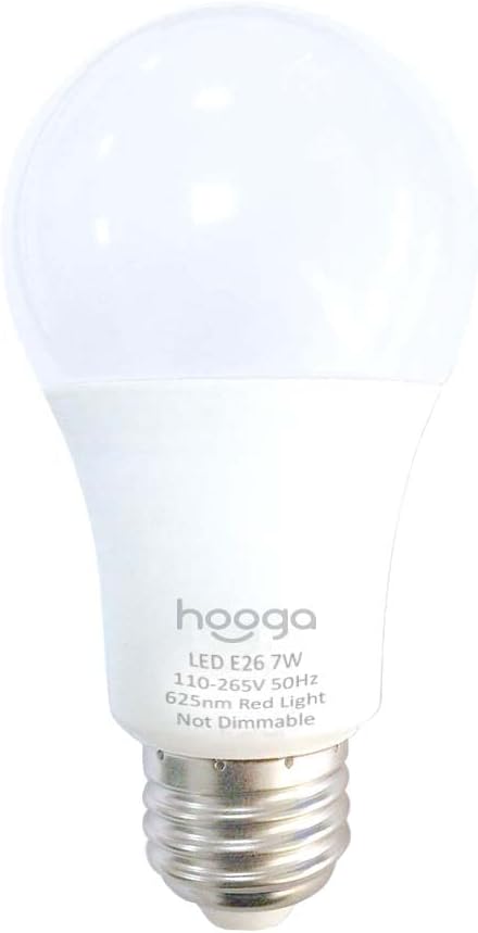 Hooga Sleep Light Bulb - Blue Light Blocking Red Night Light, 625nm for Healthy Sleep - Baby Nursery, 7W LED, 45W Replacement Single
