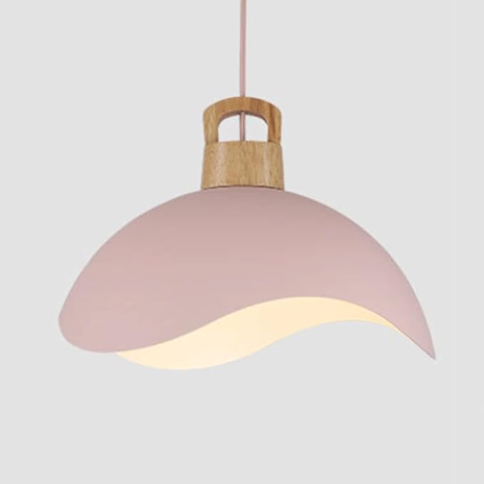 RCIDOS Personalized Pendant Lights Modern Simplicity Hanging Lamp Scandinavian Macaron Lighting Fixture Creative Suspensiom Lamp Wood Art for Kitchen Island Dining Room Over Sink, 35cm, Pink