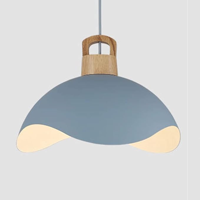 RCIDOS Personalized Pendant Lights Modern Simplicity Hanging Lamp Scandinavian Macaron Lighting Fixture Creative Suspensiom Lamp Wood Art for Kitchen Island Dining Room Over Sink, 30cm, Blue