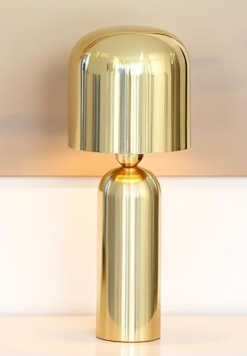 Cruiser’s Caché 15" Modern Domed Metal Table Lamp, Gold Finish. Complete with Lampshade