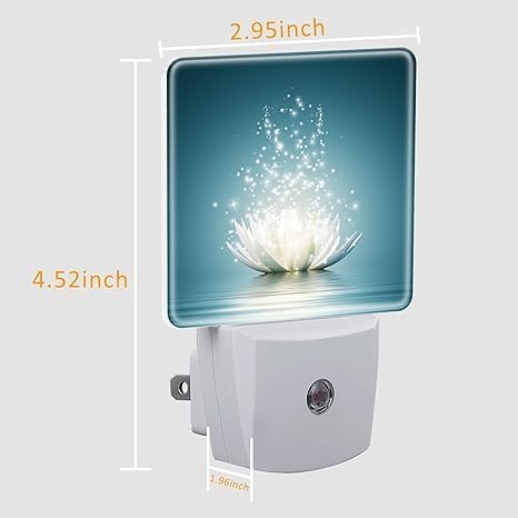 White Lotus Flower Plug-in LED Night Light,Lotus Flower on Water Auto Dusk to Dawn Sensor Nightlights Plug into Wall,White Energy Efficient Night light for Bedroom,Bathroom,Kitchen,Stairs,Hallway
