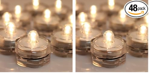 AGPTEK 24x LED Submersible Waterproof Wedding/Party/Floral Decoration Tea Vase Battery Light Candles-Warm White (Pack of 2)