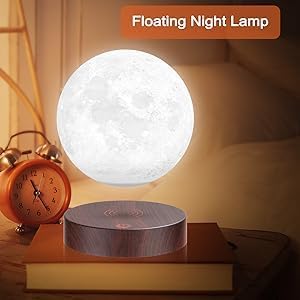 VGAzer Magnetic Levitating Moon Lamp Night Light Floating and Spinning in Air Freely with LED Lights for Home,Office Decor,Unique Holiday Gifts,Night Light