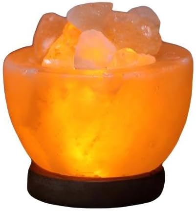 Himalayan Salt Lamp with USB Power, Natural Shape, Color-Changing LED and Warm White Light, Wooden Base Night Light (J, Change Color)