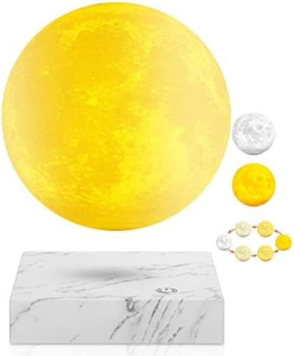 VGAzer Levitating Moon Lamp,Floating and Spinning in Air Freely with 3D Printing LED Moon Lamp 16 Colors Night Light for Unique Gifts,Room Decor (3 Colors)