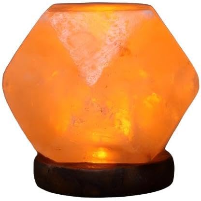 Himalayan Salt Lamp with USB Power, Natural Shape, Color-Changing LED and Warm White Light, Wooden Base Night Light (G, Change Color)
