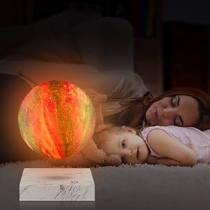 VGAzer Levitating Moon Lamp,Floating and Spinning in Air Freely with 3D Printing LED Moon Lamp 16 Colors Night Light for Unique Gifts,Room Decor (Galaxy Moon 16 Colors)