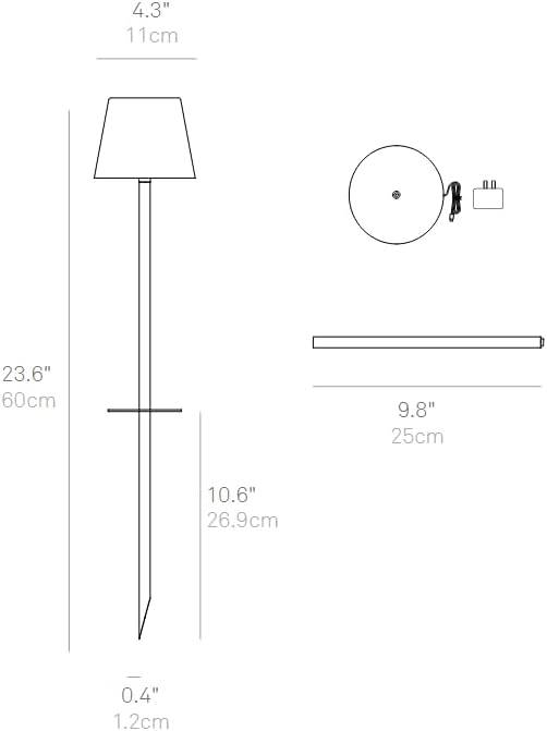 Zafferano, Poldina Peg Pro Magnetic, Rechargeable Cordless Garden Lamp with Touch Controls, Suitable for Garden,Patio and Pathways, Dimmer, 2200-3000 K, Height 23.6 Inches, White Color