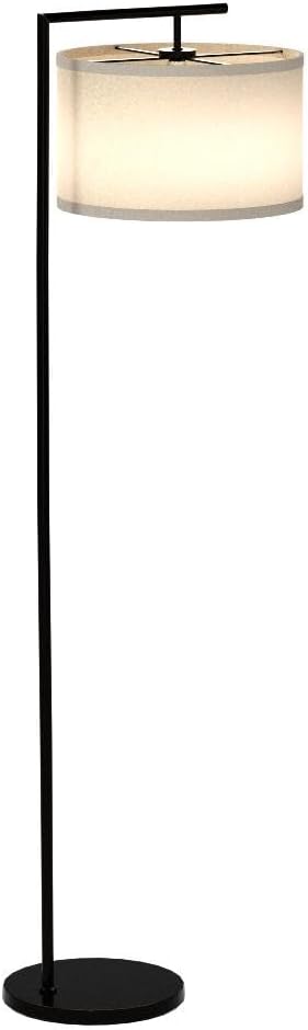 Brightech Montage Modern Floor Lamp - LED Standing Lamp with Tan Shade for Living Rooms & Offices - Bedroom Reading Light - Tall Corner Pole Lamp for Contemporary Home Decor - Black