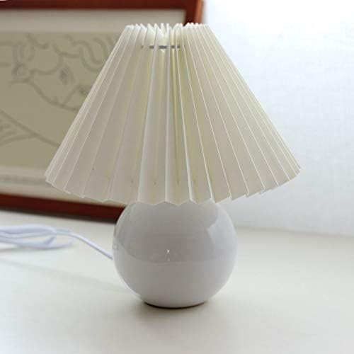 Korean Pleated Table Lamp Ins DIY Ceramic Table Lamps for Living Room Home Deco Cute Lamp with Tricolor Led Bulb Beside Lamp…