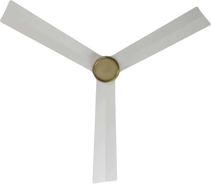 Clean Indoor and Outdoor 3-Blade Smart Ceiling Fan 54in Satin Brass Matte White with Remote Control