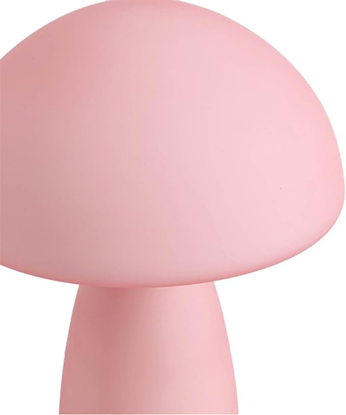 Urban Lifestyle Frosted Pink Mushroom Lamp,12" Glass Novelty Table Light, Plug-in Retro Decor for Bedroom, Living Room, Dorm
