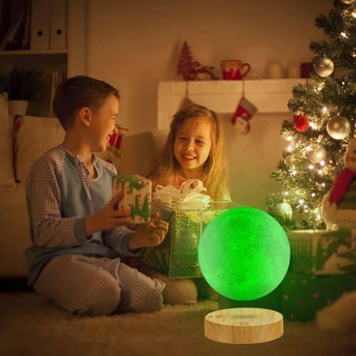 UVEHAS Magnetic Levitating Moon Lamp 16 Colors Modes Floating 3D Printing LED Moon Lamp LED Magnetic Levitation and Spinning Luna Night Lights for Home Office Decor