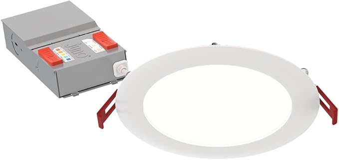Juno LED Recessed Lights 6 Inch Round Baffle Wafer Downlight, 5-in-1 Switchable White Color Temperature, Adjustable Brightness, 120 Volts, 6-Inch Flat Trim, 6 Pack, Matte White