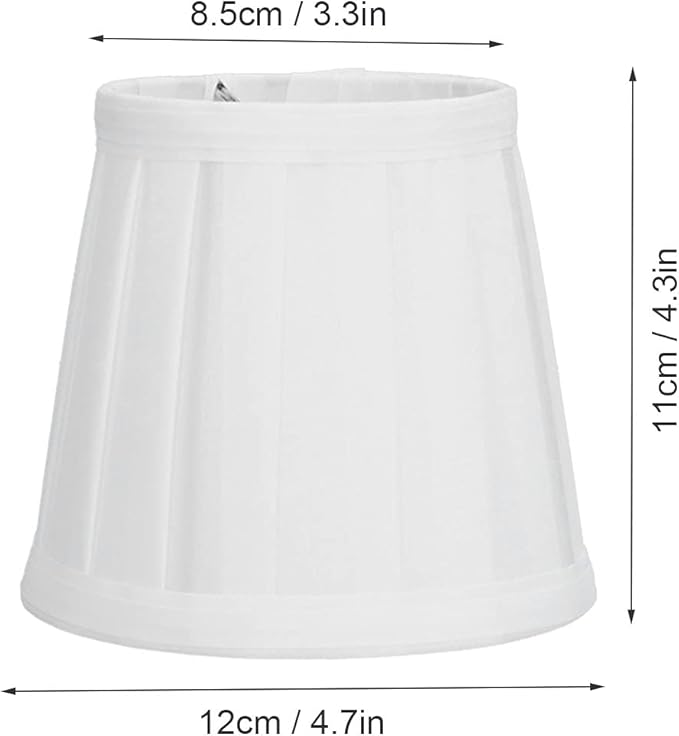 3Pcs Pleated Fabric Barrel Lamp Shades, Clip-On Modern Lampshades 3.3''x4.7''x4.3'' White Fine Cloth Metal for Table Floor Lamp, Pendant Light Chandelier