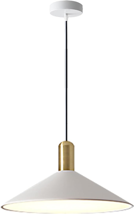 KCO Lighting Modern Cone Pendant Lighting White and Gold Pendant Light Kitchen Island Farmhouse Dome Pendant Light Mid Century Living Room Light Fixture Over Dining Table (White)
