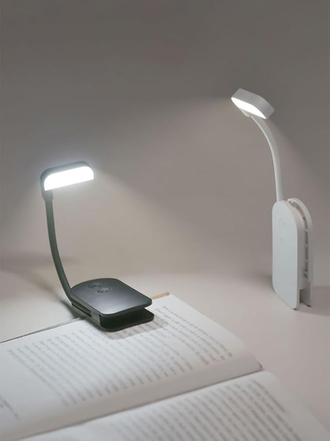 Portable LED Reading Lights, Eye Caring 3 Color Temperatures and Dimming Brightness Book Lights, Lightweight USB Rechargeable Clip-On Lamp for Book Lovers Night Reading (Black)