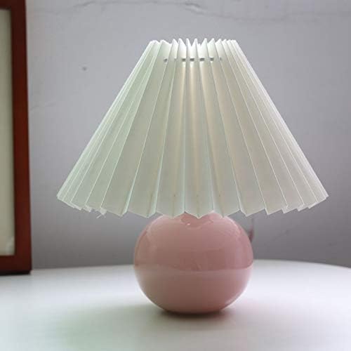 Korean Pleated Table Lamp Ins DIY Ceramic Table Lamps for Living Room Home Deco Cute Lamp with Tricolor Led Bulb Beside Lamp…