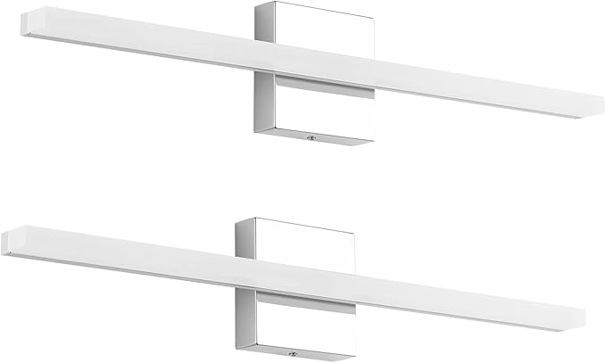 Combuh LED Vanity Lights Bar 24 Inch Bathroom Light Fixtures 14W IP44 Over Mirror Lighting Indoor Wall Sconces Modern Cool White 6000K for Washroom Set of 2