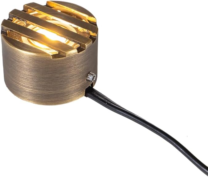 VOLT 12V 3.5W 2700K Warm White IP67 Watertight 330 Lumen Solid Brass BuddyPro Plus LED Puck Light (Grated) for Deck, Step or Hardscape Outdoor Lighting