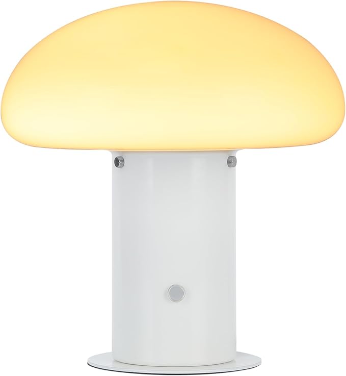Mushroom Lamp with Touch Control Switch, 3 Way Dimmable Nightstand Lamp for Bedroom and Living Room, 6W LED Bulb Included (White)