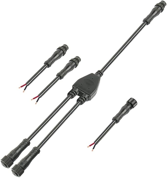 2pin Waterproof Connector,IP68 16WAG Y Shape 1 Male-Divided-2 Female Spillter Connector,LED Extension Cable for Car,Boat,Indoor/Outdoor LED Strip Lights.