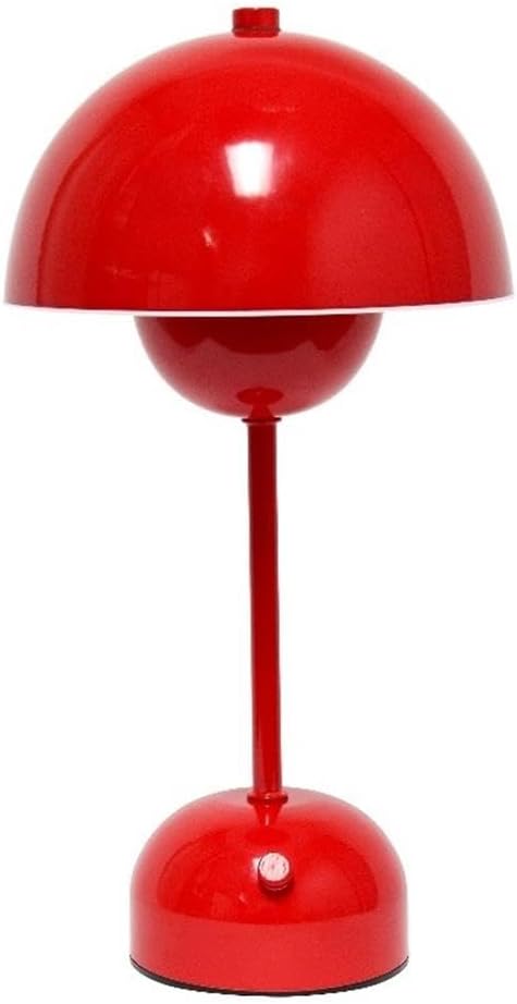 Simple Designs LD1069-RED 11.8" Mushroom Magic Dimming LED Touch Stick Lamp, Portable & Rechargeable, Red