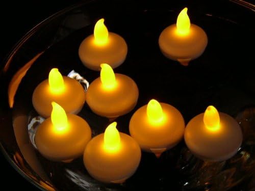 IMAGE Floating Candles, Flameless Floating LED Tea Lights 12 Pack Waterproof Tealight Candles for Wedding Party Spa Home Indoor Outdoor Decor-Yellow