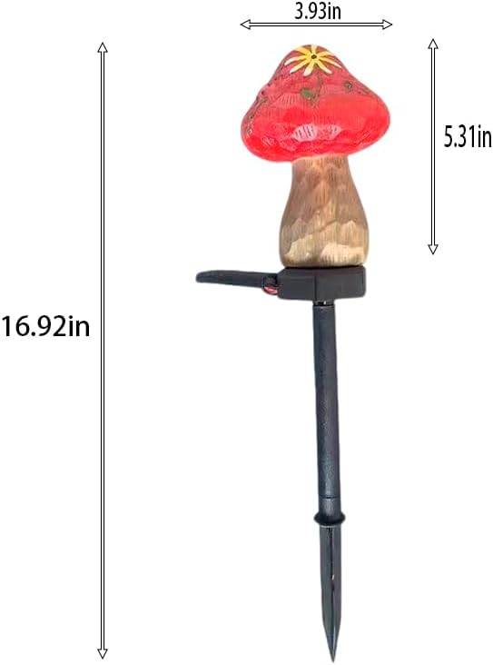 Solar Garden Lights Outdoor Waterproof，Cute Mushroom-Shaped Decorative Lamps for Balcony, Terrace, Lawn, Garden, Courtyard.（RED）