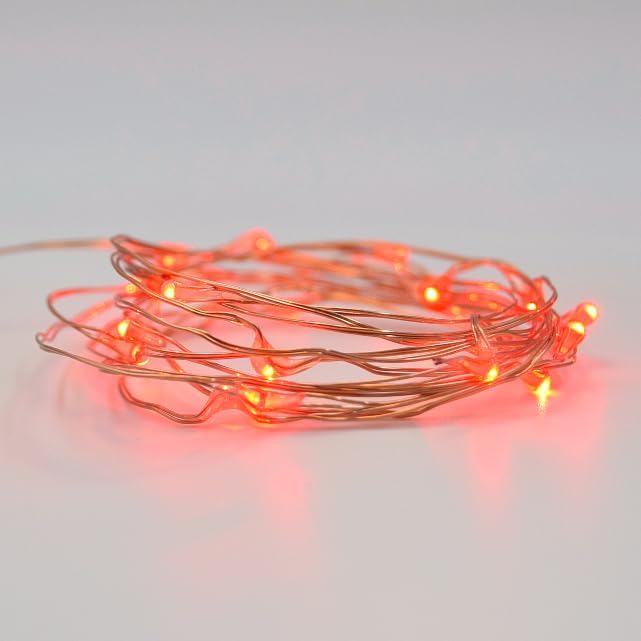 Hometown Evolution, Inc. Red Battery Operated Fairy Lights - 16.5 Foot 50 Red LED Fairy Lights on Copper Wire - Waterproof for Indoor and Outdoor Use