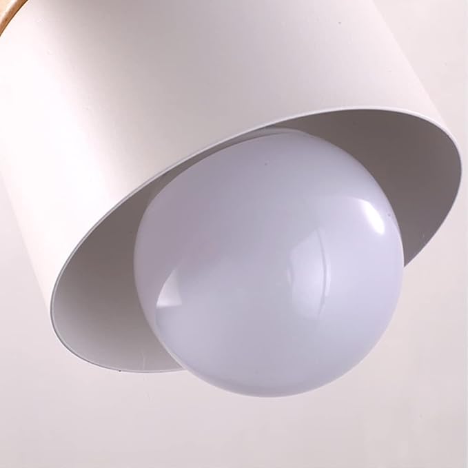 Scandinavian Style E27 Ceiling Light Fixture - Retro Wood and Iron Pendant Lamp for Bedroom, Dining Room, Kitchen - 12cm Black(# Blanco)