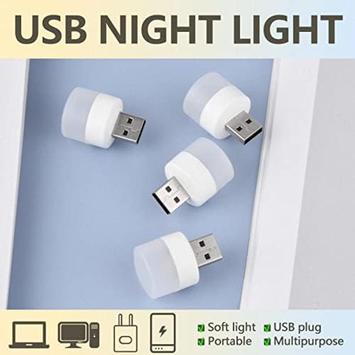 USB Plug Lamp - Computer & Mobile Power Charging Light - Small Book & Reading Light (4 LED, 4 Warm)